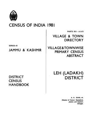 District Census Handbook, Leh (Ladakh)