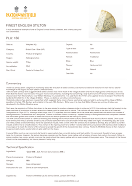 STILTON a Truly Exceptional Example of One of England’S Most Famous Cheeses, with a Herby Tang and Rich Creaminess