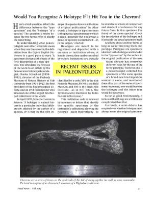 Recent Issues in Paleontology
