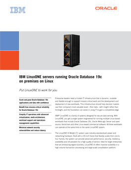 IBM Linuxone Servers Running Oracle Database 19C on Premises on Linux