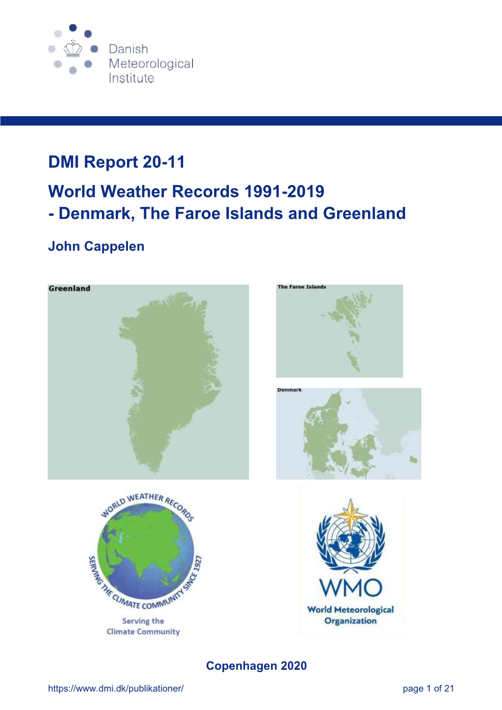 DMI Report 20-11 World Weather Records 1991-2019 - Denmark, the Faroe Islands and Greenland