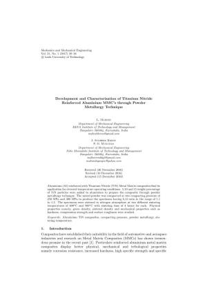 Development and Characterization of Titanium Nitride Reinforced Aluminium MMC’S Through Powder Metallurgy Technique