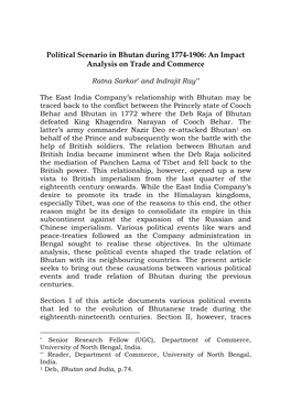 Political Scenario in Bhutan During 1774-1906: an Impact Analysis on Trade and Commerce