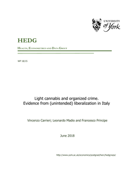 Light Cannabis and Organized Crime. Evidence from (Unintended) Liberalization in Italy