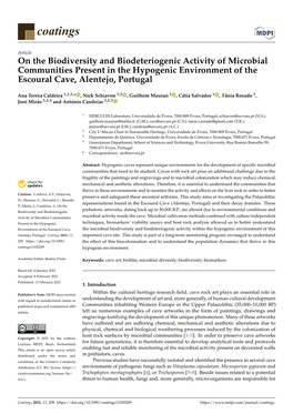On the Biodiversity and Biodeteriogenic Activity of Microbial Communities Present in the Hypogenic Environment of the Escoural Cave, Alentejo, Portugal