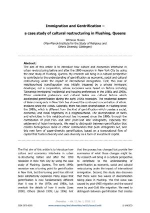 Immigration and Gentrification – a Case Study of Cultural Restructuring