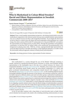 Racial and Ethnic Representation in Swedish Commercials 2008–2017