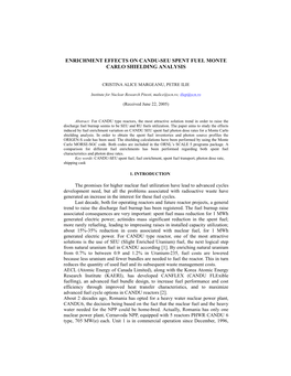 Enrichment Effects on Candu-Seu Spent Fuel Monte Carlo Shielding Analysis