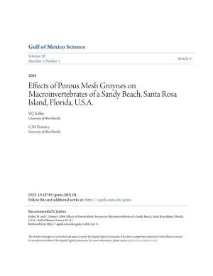 Effects of Porous Mesh Groynes on Macroinvertebrates of a Sandy Beach, Santa Rosa Island, Florida, U.S.A