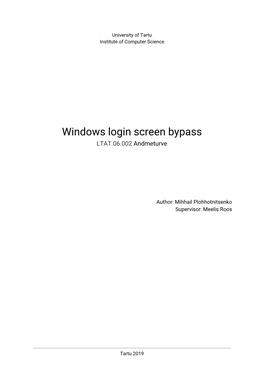 Windows Login Screen Bypass LTAT.06.002 A​ Ndmeturve