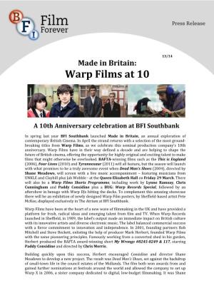 Made in Britain: Warp Films at 10