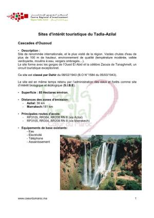CRI De Beni Mellal Sites Touristiques Tadla-Azilal