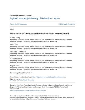 Norovirus Classification and Proposed Strain Nomenclature