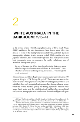White Australia’ in the Darkroom: 1915–41