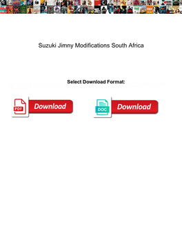 Suzuki Jimny Modifications South Africa