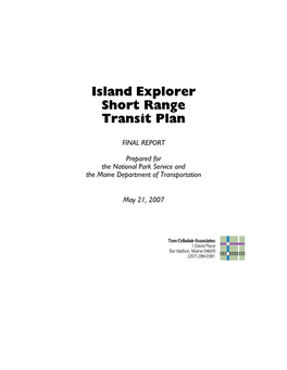 Island Explorer Short Range Transit Plan
