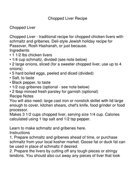 Chopped Liver Recipe Chopped Liver Chopped Liver