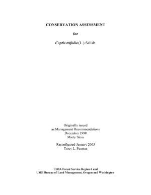 Coptis Trifolia Conservation Assessment