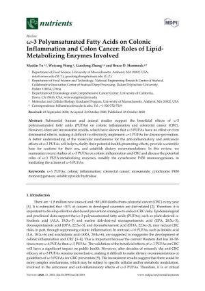 Ω-3 Polyunsaturated Fatty Acids on Colonic Inflammation and Colon Cancer: Roles of Lipid- Metabolizing Enzymes Involved