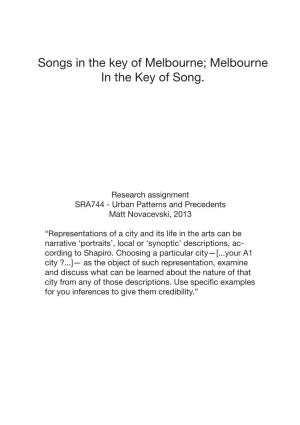 Songs in the Key of Melbourne; Melbourne in the Key of Song