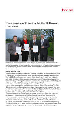 Three Brose Plants Among the Top 10 German Companies