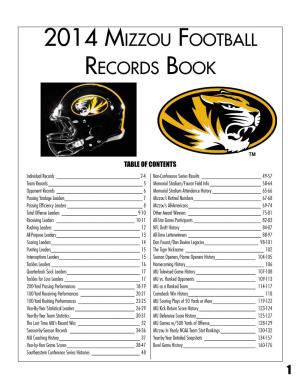 2014 Mizzou Football Records Book