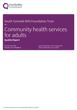 South Tyneside NHS Foundation Trust RE9 Community Health Services for Adults Quality Report
