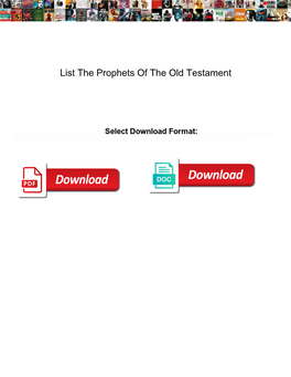 List the Prophets of the Old Testament