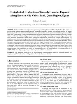 Geotechnical Evaluation of Gravels Quarries Exposed Along Eastern Nile Valley Bank, Qena Region, Egypt