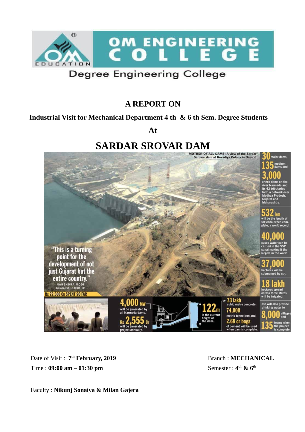 SARDAR SAROVAR DAM VISIT REPORT.Pdf