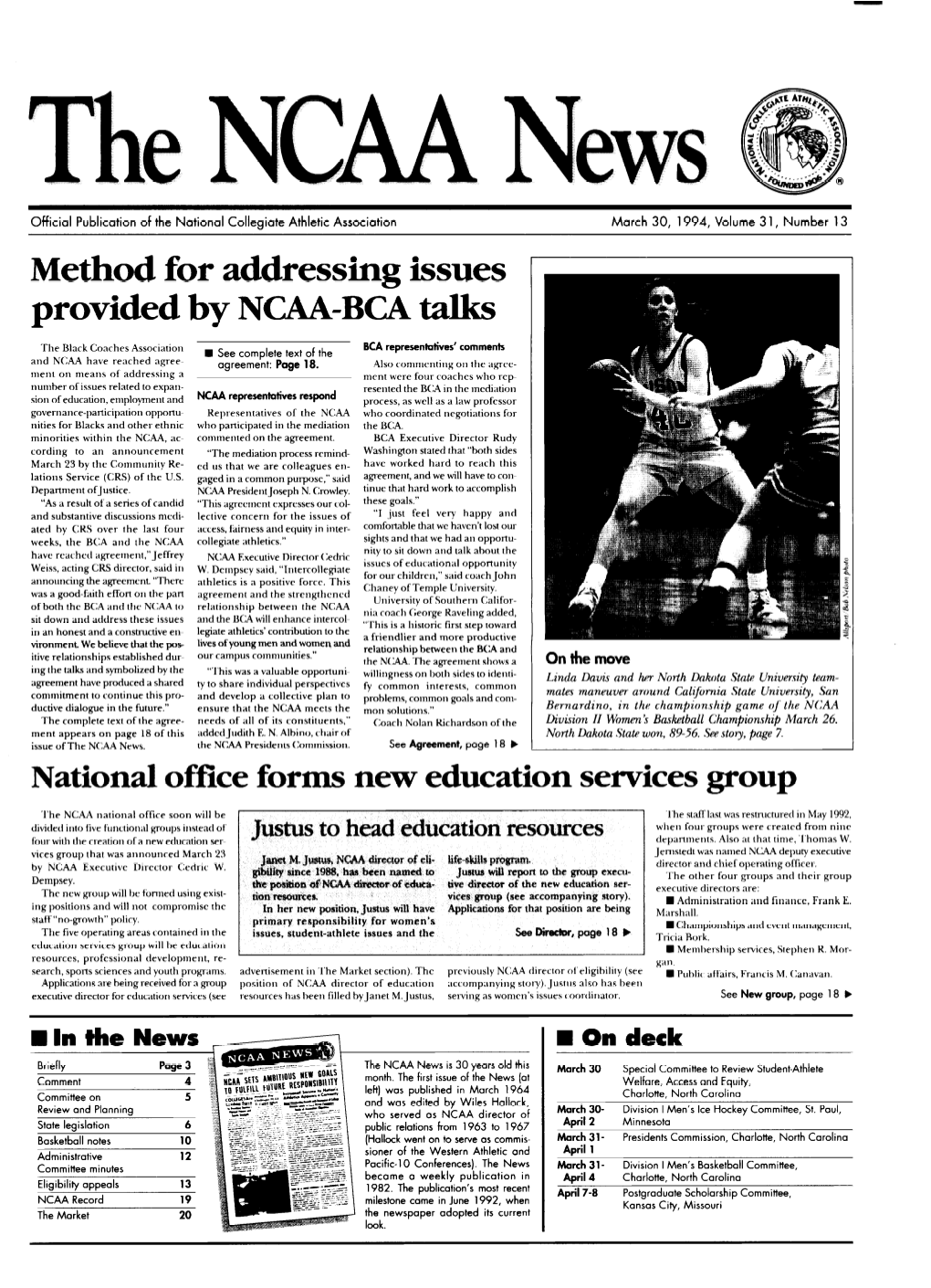 The NCAA News Is 30 Years Old This March 30 Special Committee to Review Student-Athlete Comment 4 Month