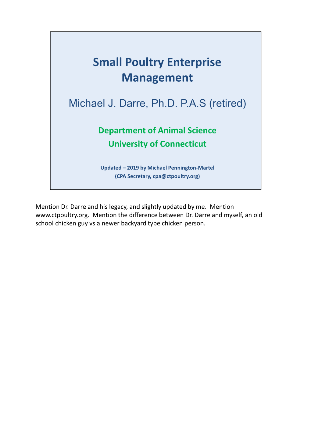 Backyard Poultry Seminar – Ellington