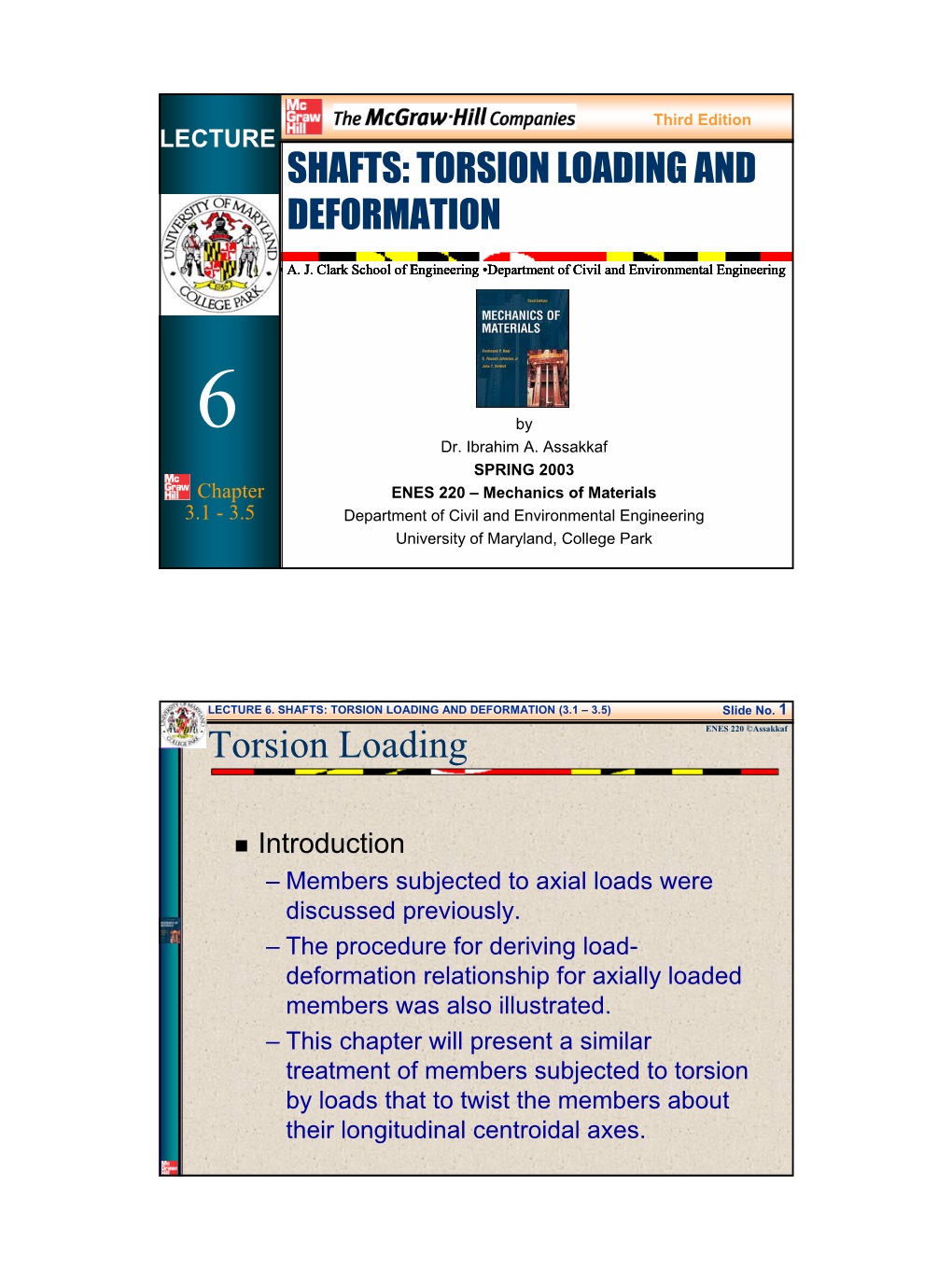 Shafts: Torsion Loading and Deformation