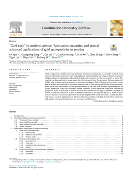 В€Œgold Rushв€• in Modern Science: Fabrication Strategies and Typical Advanced Applications of Gold Nanoparticles in Se