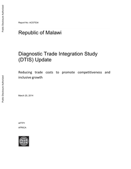 Republic of Malawi Diagnostic Trade Integration Study (DTIS) Update