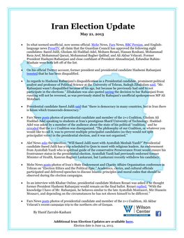 Iran Election Update May 21, 2013