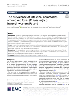The Prevalence of Intestinal Nematodes Among Red Foxes