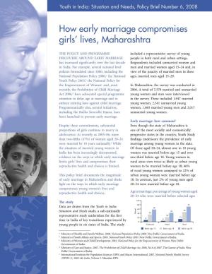 How Early Marriage Compromises Girls' Lives, Maharashtra