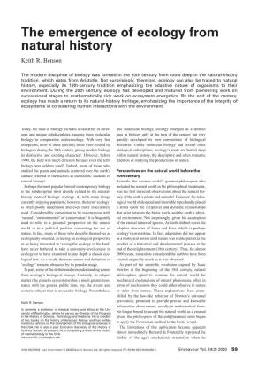The Emergence of Ecology from Natural History Keith R