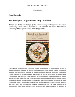 Jared Beverly -- the Zoological Imagination of Early Christians