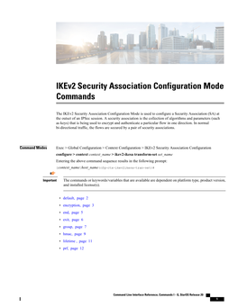 Ikev2 Security Association Configuration Mode Commands