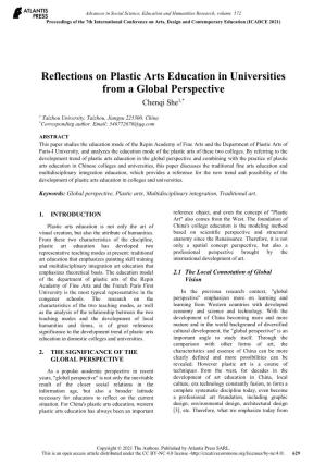 Reflections on Plastic Arts Education in Universities from a Global Perspective Chenqi She1,*