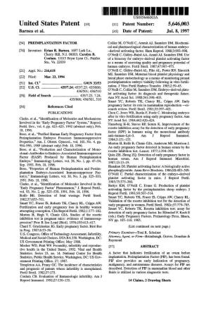 United States Patent 19 11 Patent Number: 5,646,003 Barnea Et Al