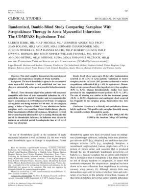 Randomized, Double-Blind Study Comparing Saruplase with Streptokinase Therapy in Acute Myocardial Infarction: the COMPASS Equivalence Trial