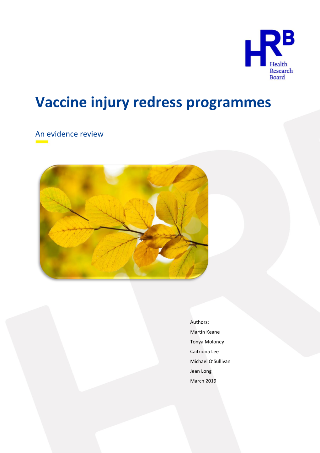 Vaccine Injury Redress Programmes