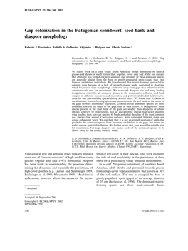 Seed Bank and Diaspore Morphology