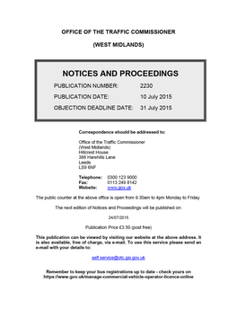 NOTICES and PROCEEDINGS 10 July 2015