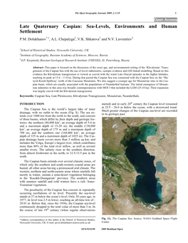 Late Quaternary Caspian: Sea-Levels, Environments and Human Settlement P.M
