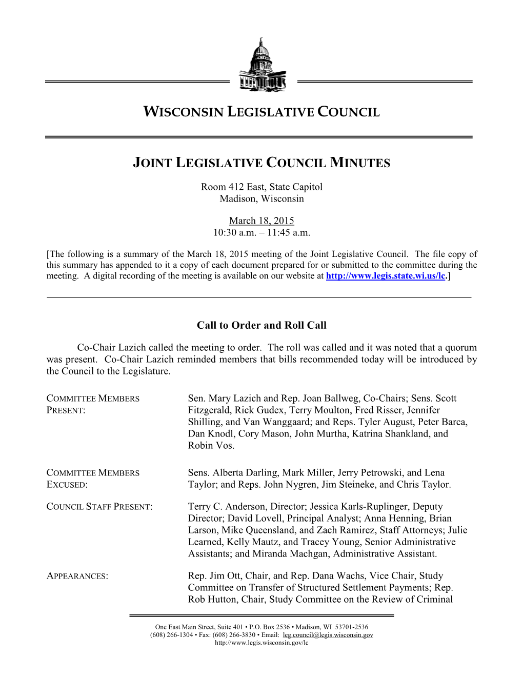Wisconsin Legislative Council