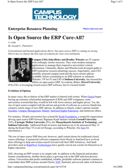 Is Open Source the ERP Cure-All? Page 1 of 5